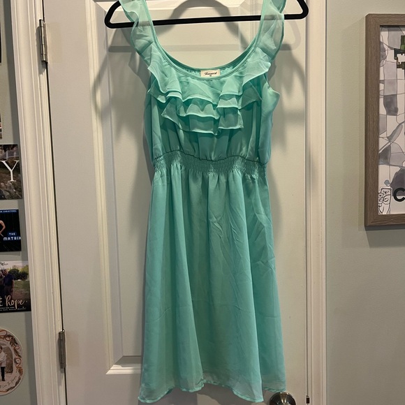 Aqua Ruffle Dress - Picture 1 of 4